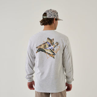Long Sleeve Tee • Pintail Triangle Duck Ash Grey