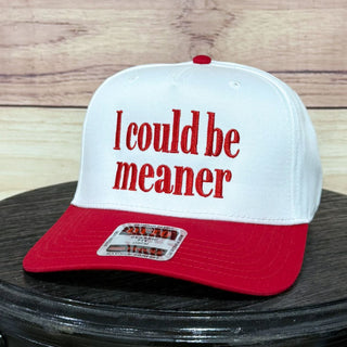 I Could Be Meaner Baseball Cap • White/Red