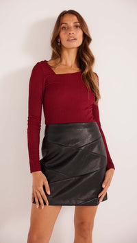 Leena Pu Mini Skirt • Black