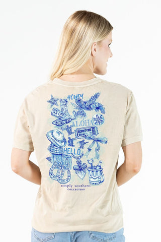 Mineral Wash Howdy Sea Turtle Tee • Bone