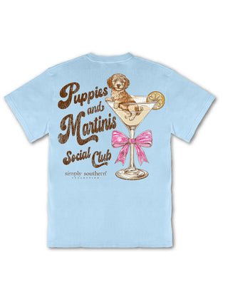 Mineral Wash Puppies & Martinis Tee • Glacier Blue