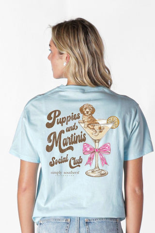 Mineral Wash Puppies & Martinis Tee • Glacier Blue
