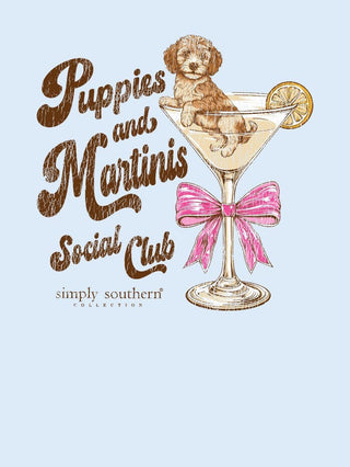 Mineral Wash Puppies & Martinis Tee • Glacier Blue