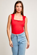 Becca Square Neck Bodysuit • Red