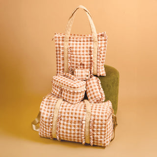 The Everyday Quilted Tote Bag - Maple Gingham