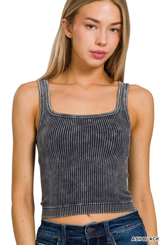 Two Way Neckline Ribbed Tank Top • Seamless