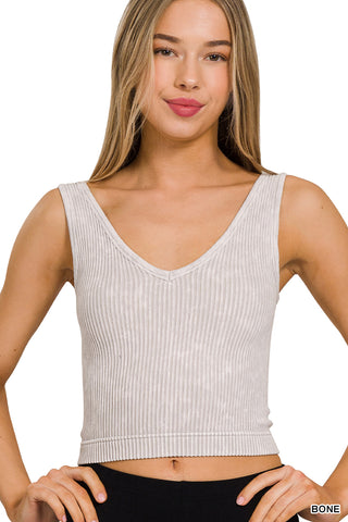 Two Way Neckline Ribbed Tank Top • Seamless