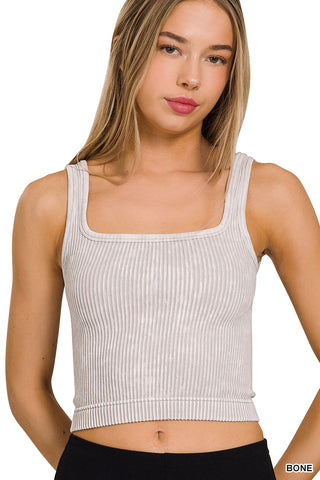 Two Way Neckline Ribbed Tank Top • Seamless