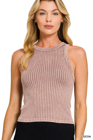 Fay Ribbed Seamless Tank Top • Cocoa