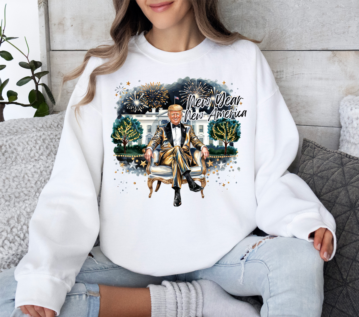 New Year New America Trump Sweatshirt • White