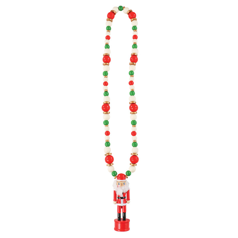 Holiday Nutcracker Beaded Long Necklace • Santa