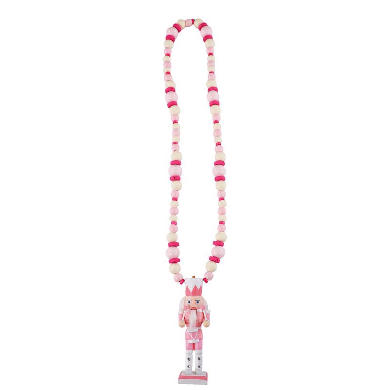 Holiday Nutcracker Beaded Long Necklace • Pink