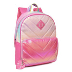 Chevron Quilted Color Block Backpack • Holographic Pink