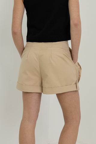 Right On Time Pleated Shorts • Taupe