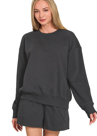 Set It Up Sweatshirt and Shorts Set • Black