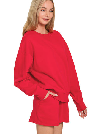 Set It Up Sweatshirt and Shorts Set • Red