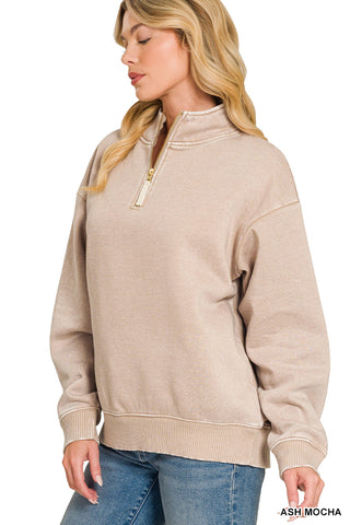 Leighton Acid Wash Fleece Sweatshirt • Ash Mocha