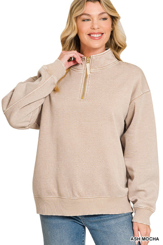 Leighton Acid Wash Fleece Sweatshirt • Ash Mocha