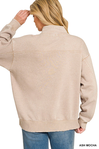 Leighton Acid Wash Fleece Sweatshirt • Ash Mocha