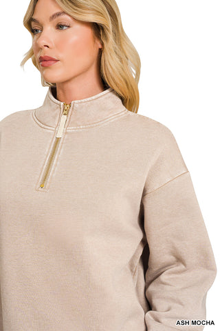 Leighton Acid Wash Fleece Sweatshirt • Ash Mocha