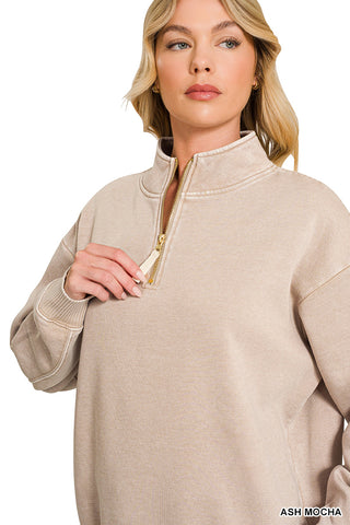 Leighton Acid Wash Fleece Sweatshirt • Ash Mocha