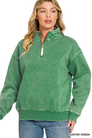 Leighton Acid Wash Fleece Sweatshirt • Hunter