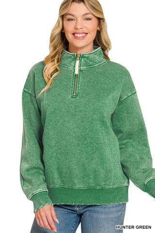 Leighton Acid Wash Fleece Sweatshirt • Hunter