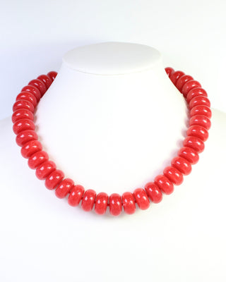 Pipestone Marble Beaded Necklace • Red