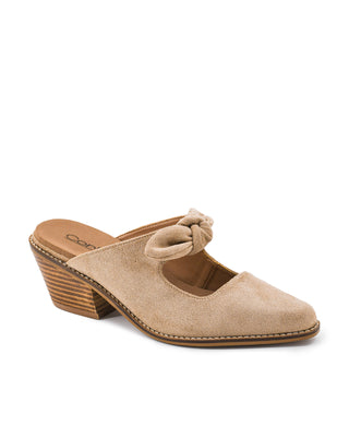 Oh Bow She Didn't Slip-on Mule • Camel Faux Suede