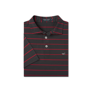 Gridiron Stripe Performance Polo | Black + Red