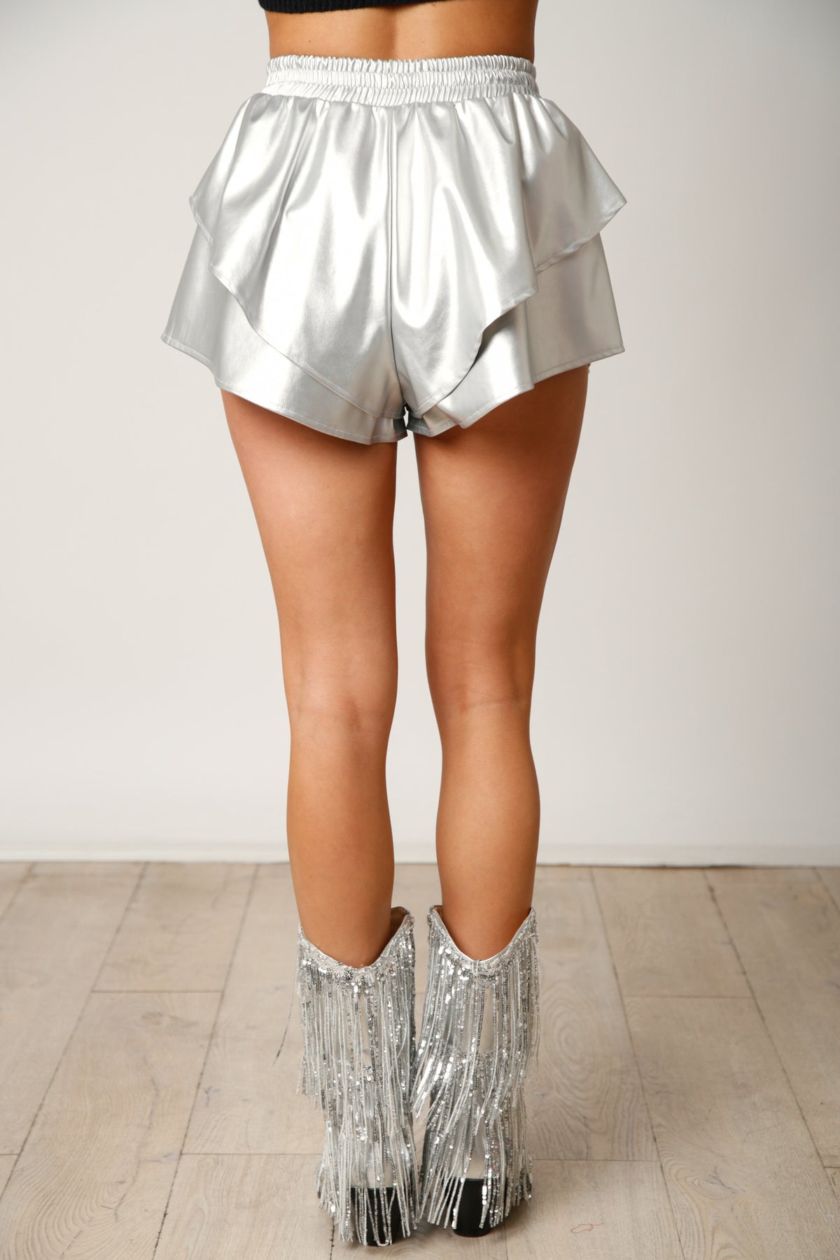 Leather Double Layer Skort • Silver