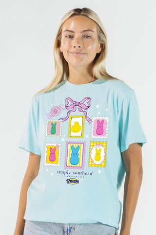 Peeps Stamp Easter Tee • Agean Blue
