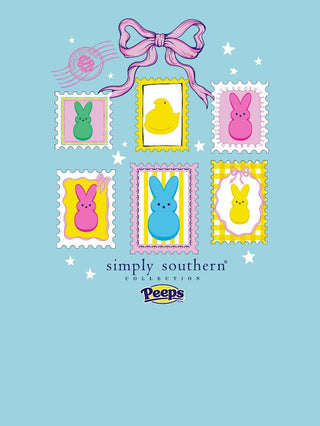 Peeps Stamp Easter Tee • Agean Blue