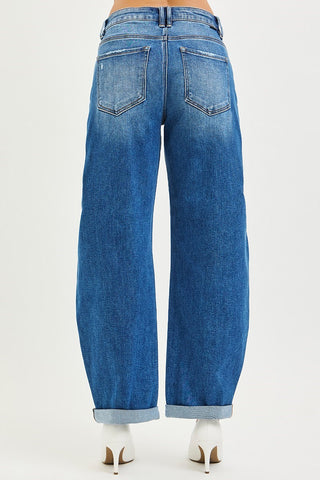 Fleetwood Mid-Rise Barrel Jeans • Dark