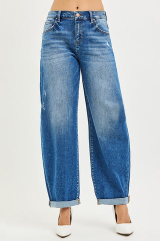 Fleetwood Mid-Rise Barrel Jeans • Dark