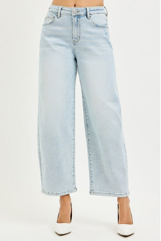 Roxie High Rise Crop Barrel Jeans • Light Wash