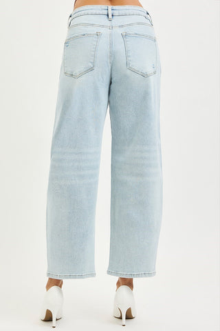 Roxie High Rise Crop Barrel Jeans • Light Wash