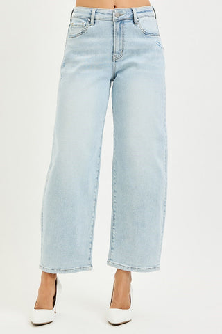 Roxie High Rise Crop Barrel Jeans • Light Wash