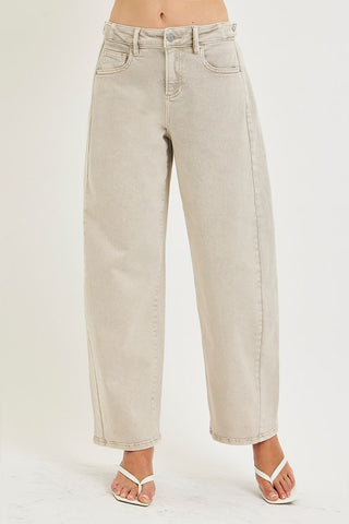 Slouchy Cropped Barrel Jeans • Almond