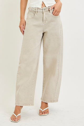 Slouchy Cropped Barrel Jeans • Almond