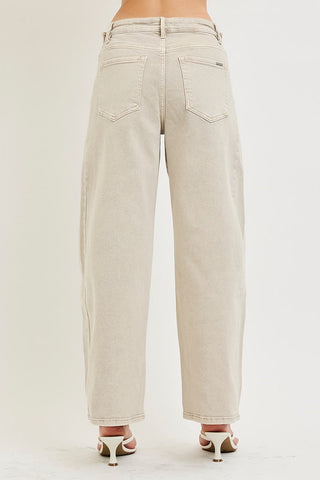 Slouchy Cropped Barrel Jeans • Almond