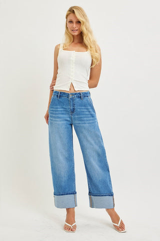 Prue Crop Barrel Cuffed Jeans • Medium