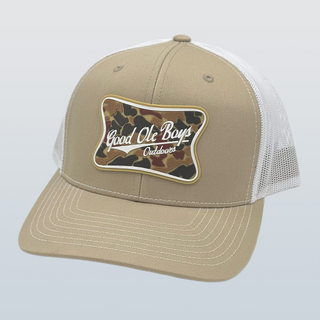 Good Ole Boys Camo MHL Patch Hat • Khaki & White