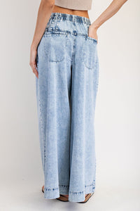 Pleated Wide Leg Pants • Mineral Wash Demin