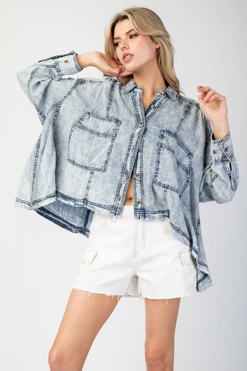 Start It Up Denim Jacket Top • Denim