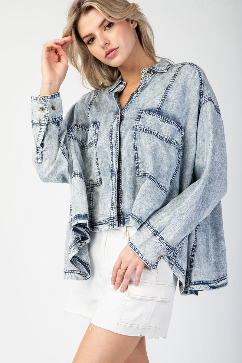 Start It Up Denim Jacket Top • Denim