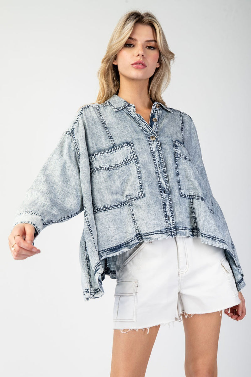 Start It Up Denim Jacket Top • Denim