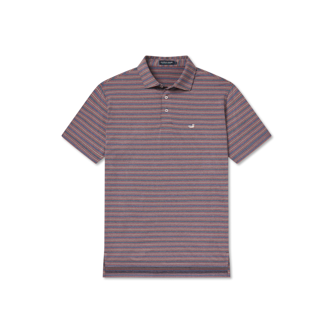 Maybourne Featherlight Stripe Polo • Navy + Red