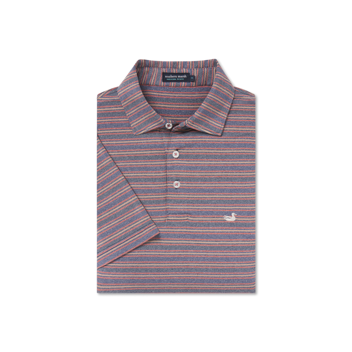 Maybourne Featherlight Stripe Polo • Navy + Red