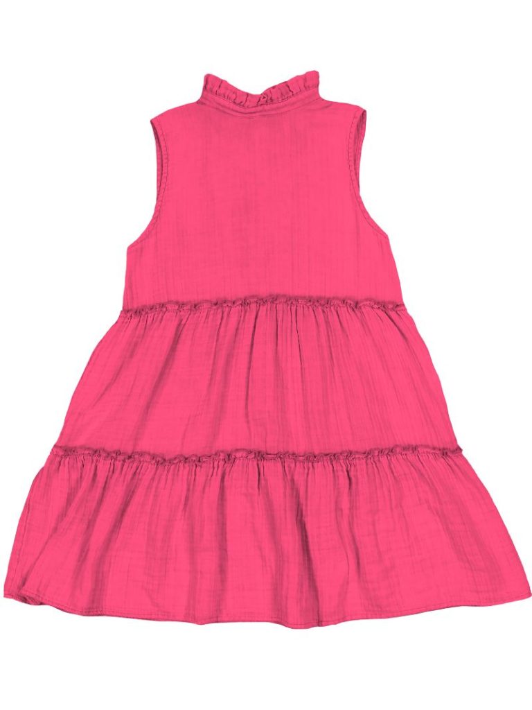 Simply Tiered Gauze Dress • Hot Pink